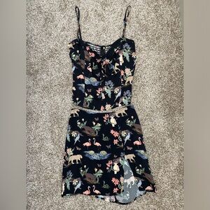 Reformation Two-piece Tank Top and Skirt Set in Jungle Wildlife Print